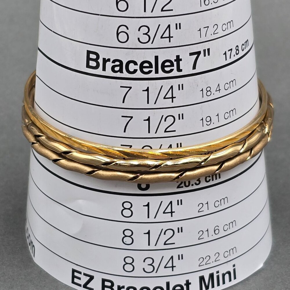 VTG Gold Tone Textured Bangle Bracelets 7" 50s Eclectic Stackable Lot Of 5 - Picture 6 of 6